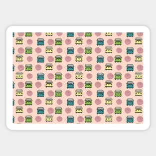 Girly Pink Aesthetic Van Pattern- Blue Car, Green Car, Yellow Car Sticker